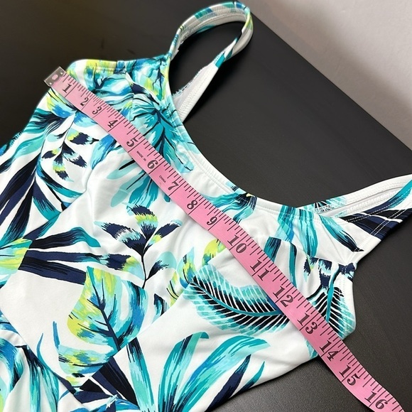 Sonnet Shores Skirted One Piece Bathing Suit 6 Leaf Print Full Coverage … - Picture 9 of 13